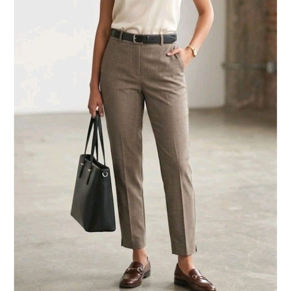 NWT ZARA Size 6 Brown Trousers High Waist Tapered Ankle Pants Office Minimalist